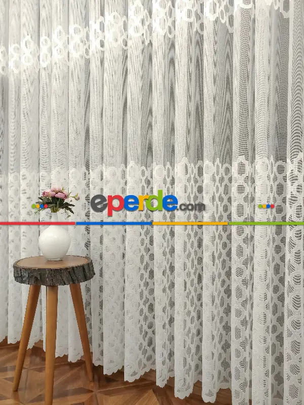 Damask Desen Fransız Dantel Tül Perde 1264- Ekru