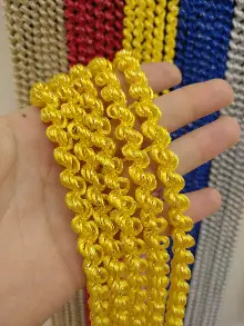 Sarı Rengi İp Perde Duble Bukle Serisi- Sarı-gümüş