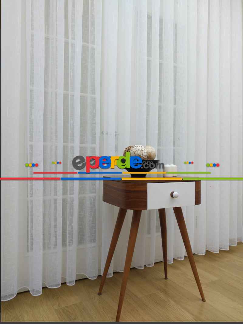 Natural Keten Hazır Ölçü Tül Birinci Kalite İplikten Özel Üretilmiştir - Kurşunlu Tül 100cm X 240cm 