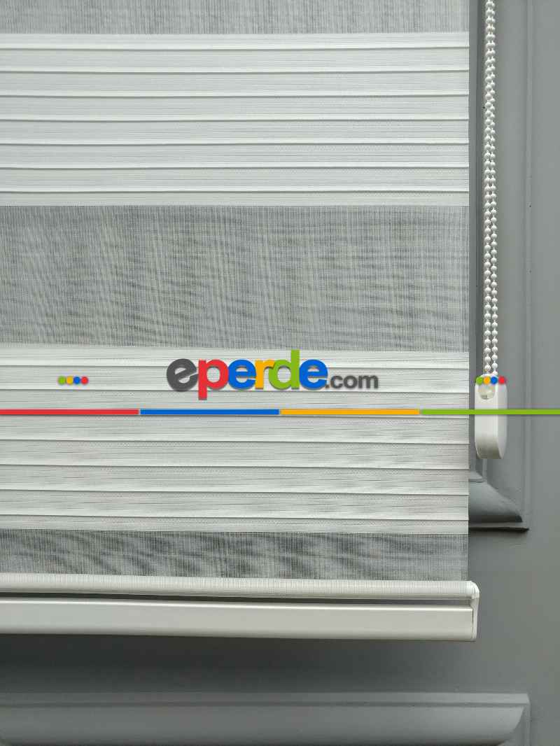 2025 Sezonu - Zebra Perde - Geniş Plise (pileli) Zebra Perde- Krem Açık-ekru