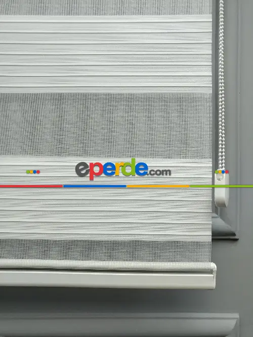 2025 Sezonu - Zebra Perde - Geniş Plise (pileli) Zebra Perde- Krem Açık-ekru