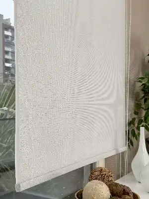Ekru Gümüş Simli Çiftli Sistem Tül Stor Perde, Standart Metal Kasalı Yüksek Kalite Kornişe Kolay Montaj Seçenekli