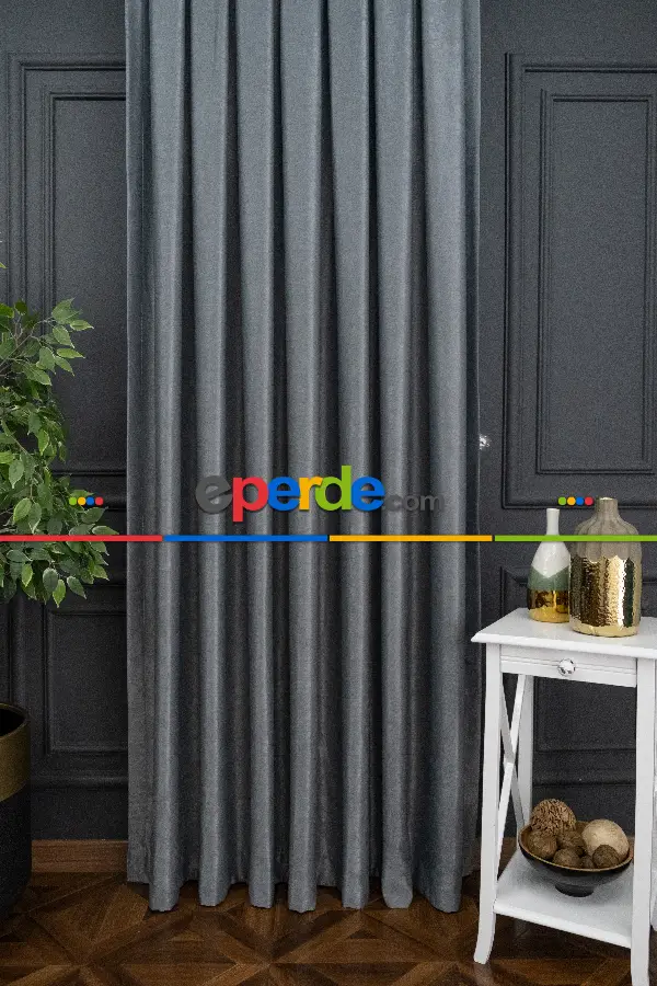 Yatak Odası - Soft Gri Yumuşak Dökümlü Fon Perde (180)- Gri-füme-antrasit