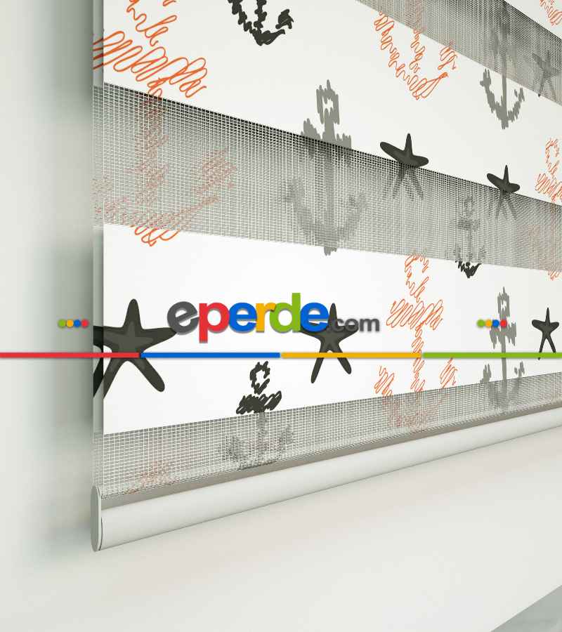 Çapa Baskılı Zebra Perde-hatalı- Beyaz-füme-somon-gri Koyu-kahve