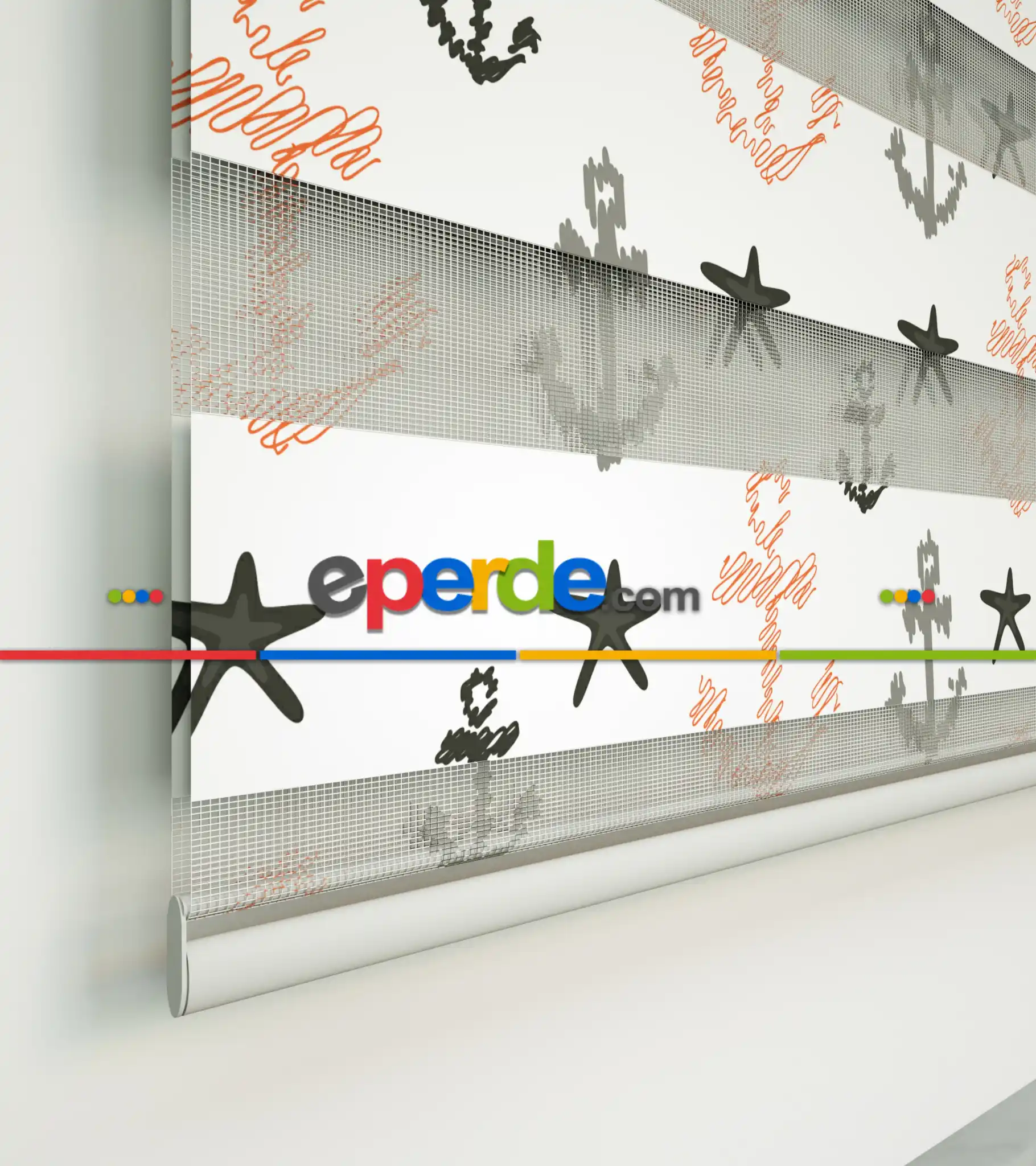 Çapa Baskılı Zebra Perde-hatalı- Beyaz-füme-somon-gri Koyu-kahve