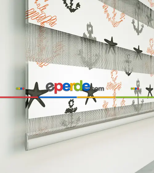 Çapa Baskılı Zebra Perde-hatalı- Beyaz-füme-somon-gri Koyu-kahve