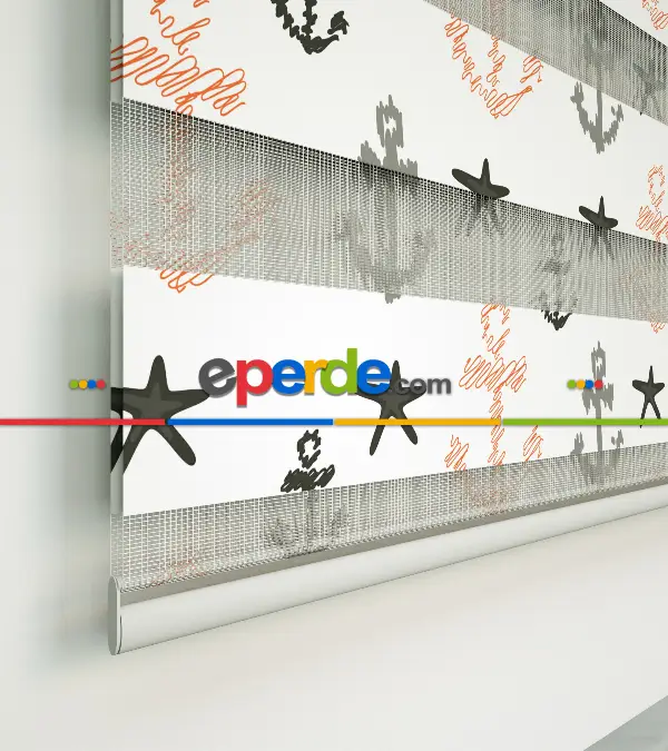 Çapa Baskılı Zebra Perde-hatalı- Beyaz-füme-somon-gri Koyu-kahve