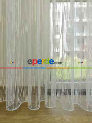 Salon Tül - (kısa Süreli Kampanyalı Fiyat)1.kalite Ütü İstemez Ekru Renk Zincir Desen Tül Perde