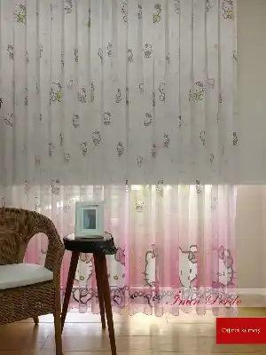 Kız Bebek Odası Tül Perde - Hello Kitty Baby Desenli Tül Perde- Pembe