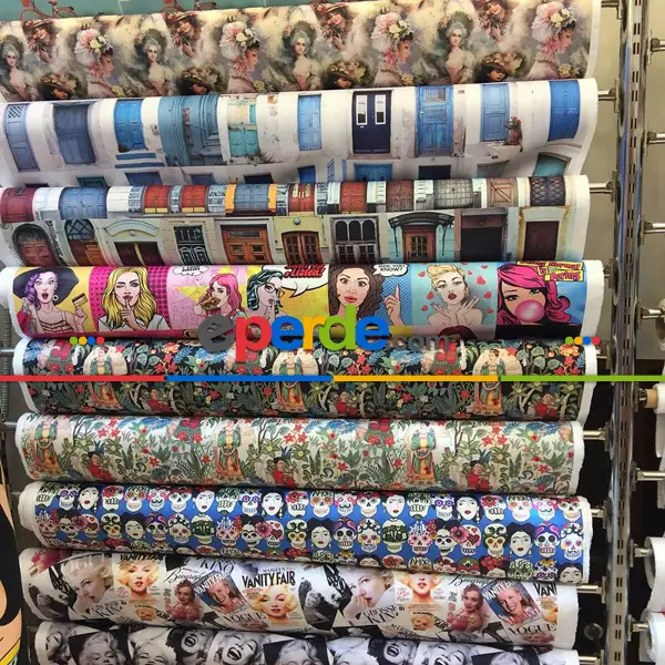 Bebek Odası Fon Perde - Pony Desenli Fon Perde K676 Kumaşı Kalındır Duck Bezi Değildir.- Kırmızı