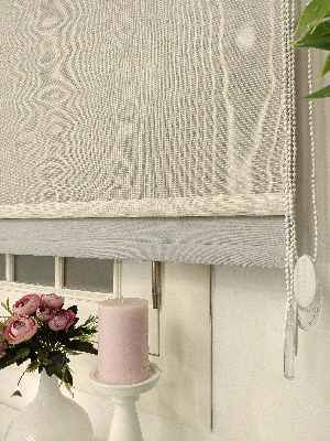 Çiftli Sistem Tül Stor Beyaz Krem Cizgili Tül- Beyaz-krem