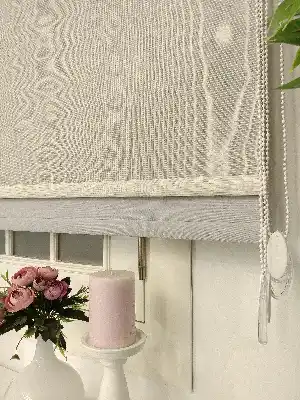 Çiftli Sistem Tül Stor Beyaz Krem Cizgili Tül- Beyaz-krem