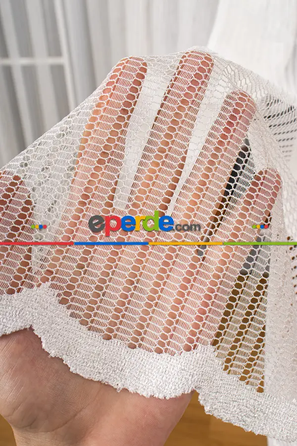 Salon Tül Modelleri - Düz Dantel Zemin Örme Tül Perde Ütü İstemez