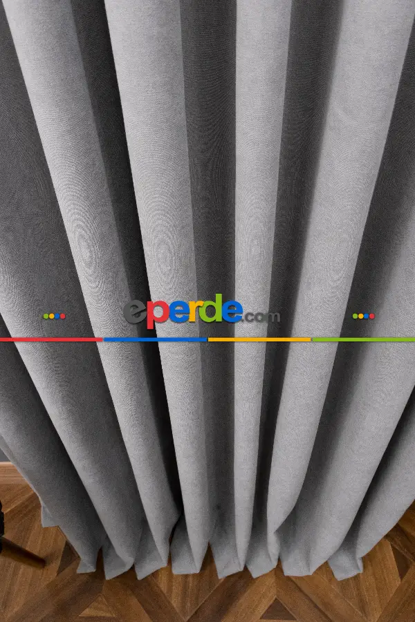Gri Düz Fon Perde ( 150cm Dökümlü Fon )-