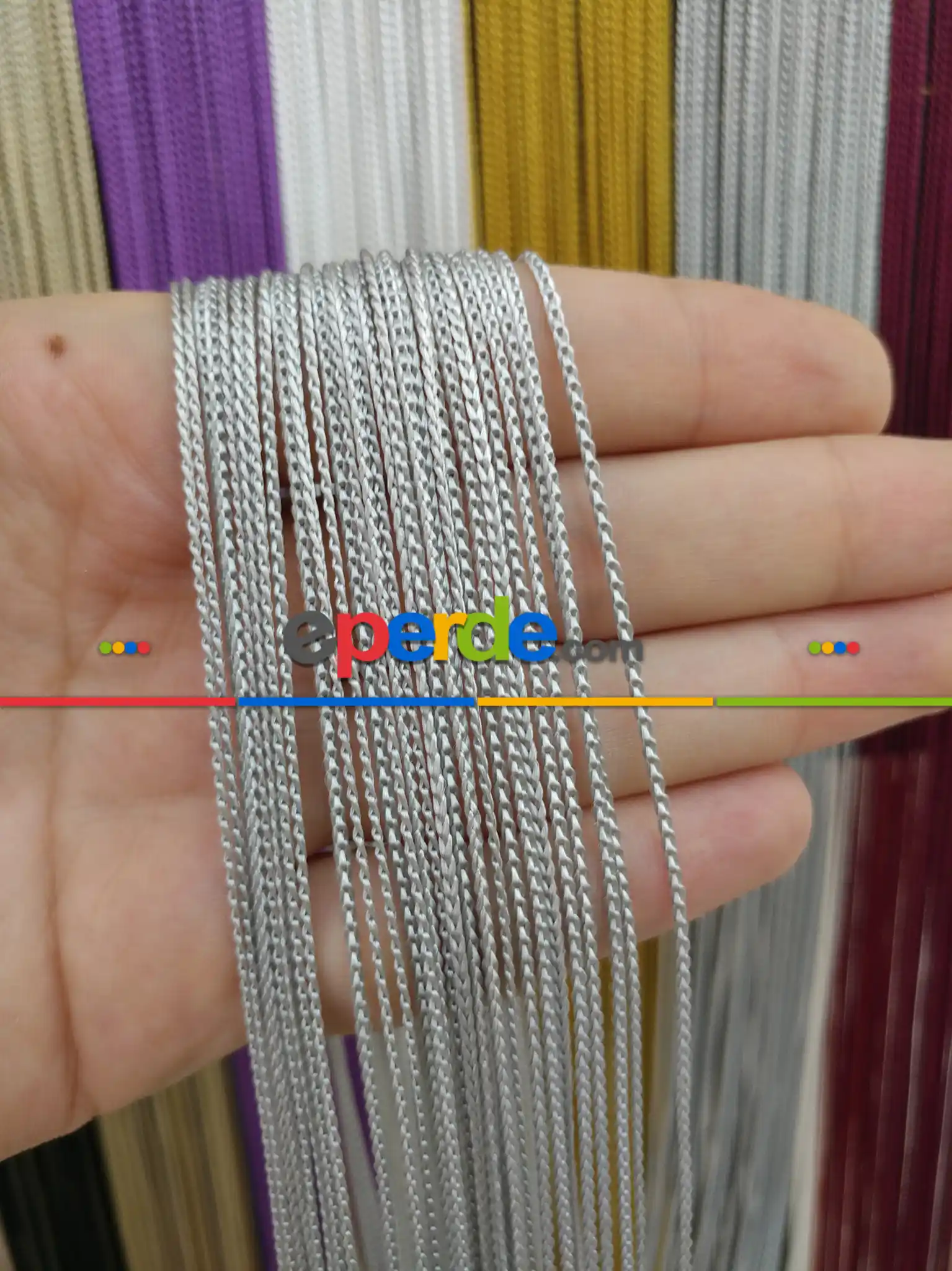 Gri Rengi İp Perde İnce Zincir Serisi- Gri-füme-antrasit