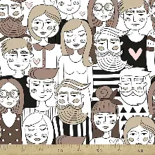 Pop-art Desenli Fon Perde Evm449 -p - Kumaşı Kalındır Duck Bezi Değildir.- Beyaz-Kahve-Çok Renkli