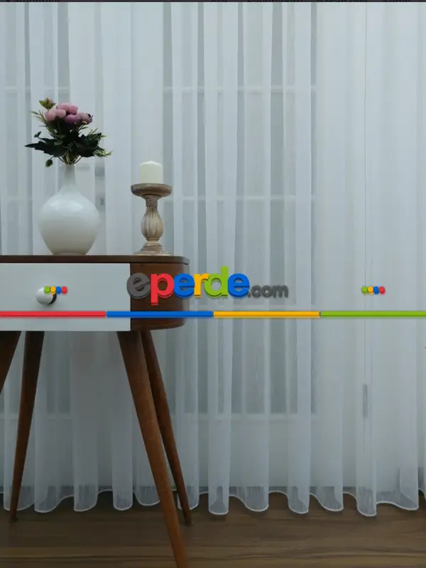 Düz Şantuk Hafif Keten Ekru Tül Ütü İstemez- Ekru - Kurşunlu Tül