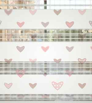 Kalp Desenli Baskılı Zebra Perde- Çok Renkli