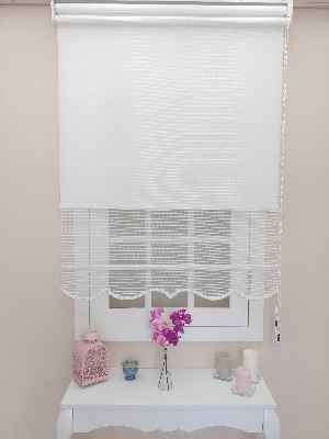 Çift Sistem Tül Stor Beyaz İnce Çizgili Modern Series- Beyaz