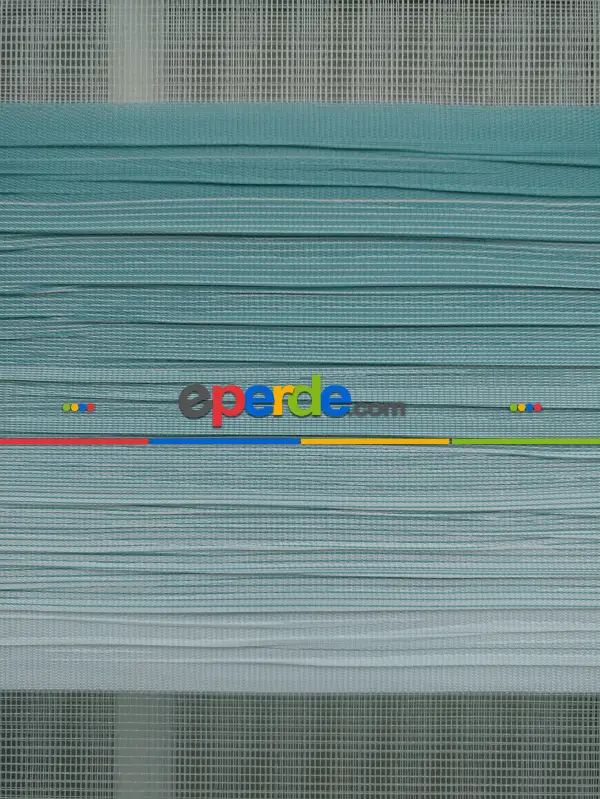 Salon Zebra Perde - Zebra Perde -turkuaz Geçişli Pileli Zebra (kalın Doku Zeminli)- Turkuaz Yeşili Ara Renk