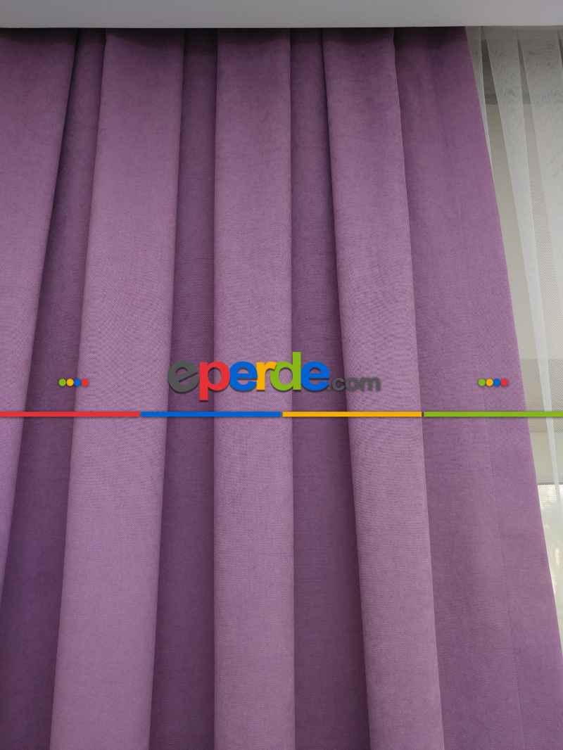 Eflatun Düz Fon Perde - Eflatun