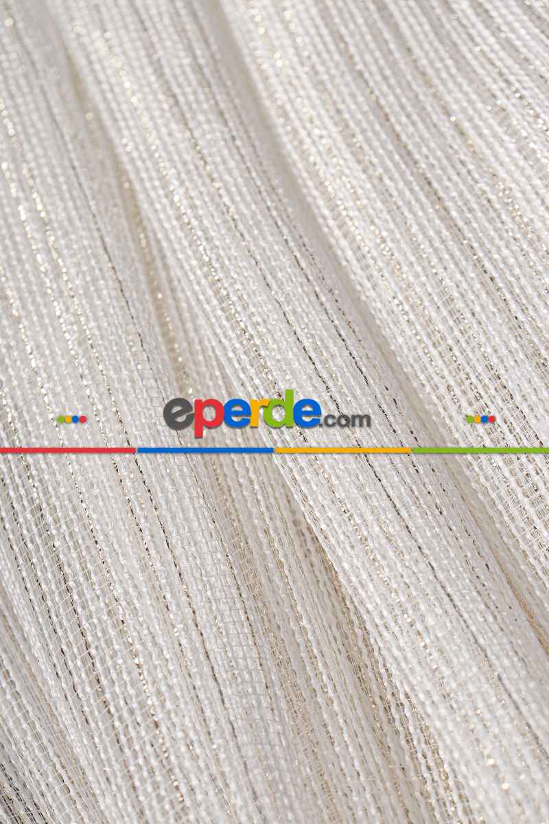 Salon Tül Modelleri - Zümrüt Altın Simli Düz Tül Perde