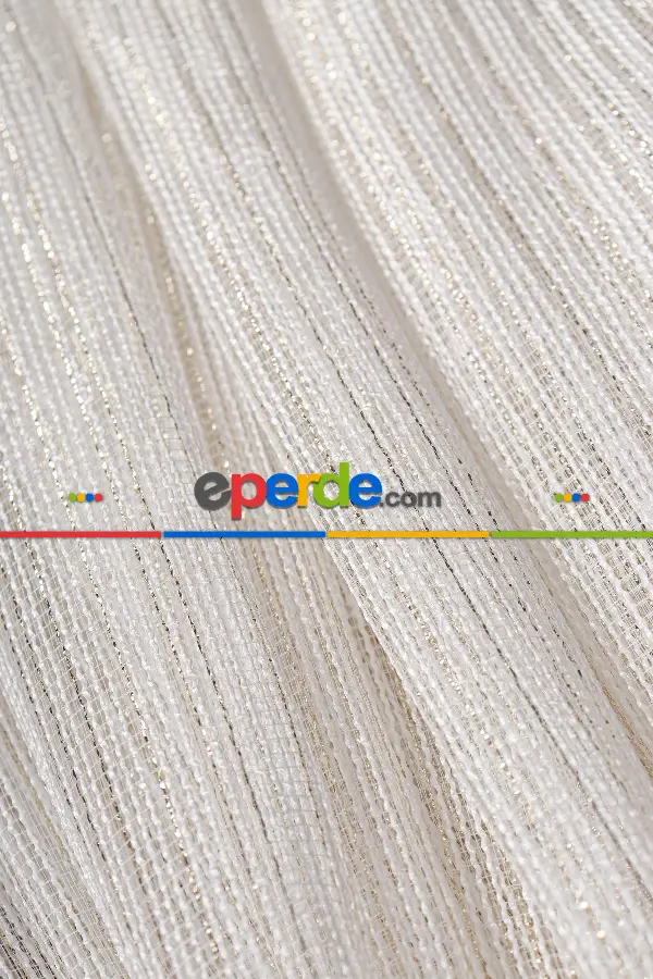 Zümrüt Altın Simli Düz Tül Perde