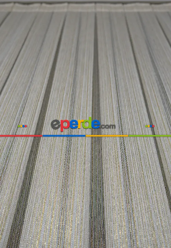 Altın Çizgili Düz Fantezi Tül Perde