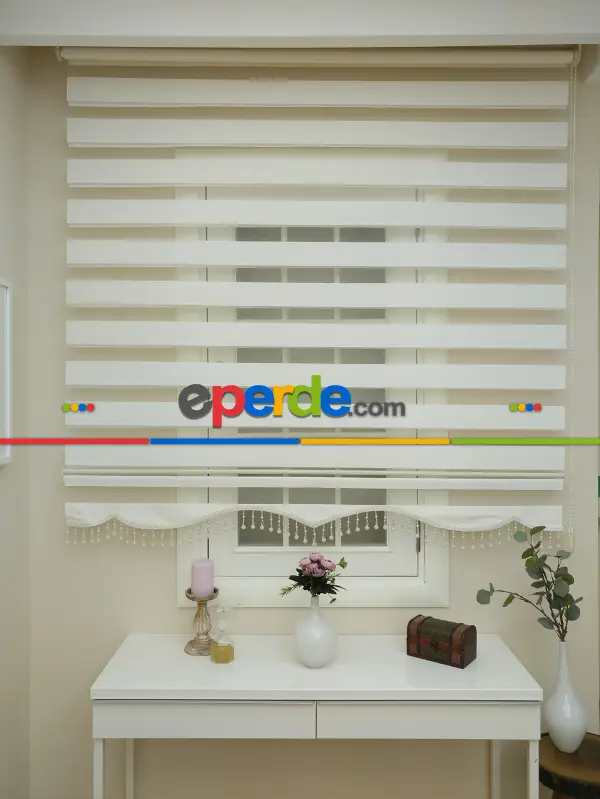 Oturma Odası - Zebra Perde - Düz Zebra Perde- Ekru