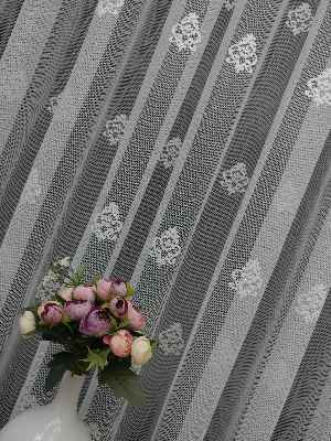 ( Orjinal ) Kdk Damask Serpme Desen Salon Fransız Dantel Tül Perde & Kruvaze Perde- Ekru