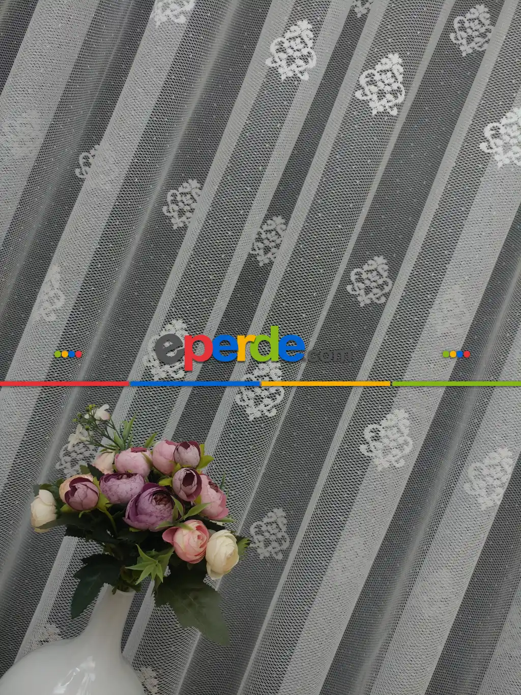 ( Orjinal ) Kdk Damask Serpme Desen Salon Fransız Dantel Tül Perde & Kruvaze Perde- Ekru