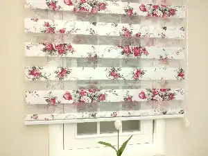 Zebra Perde - Çiçek Baskılı Çocuk Ve Genç Odası- Mor