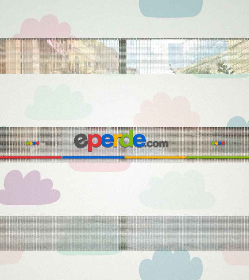 Bulut Desenli Baskılı Zebra Perde- Çok Renkli