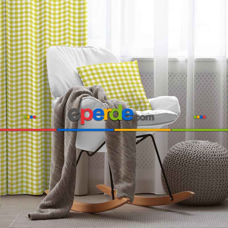 Salon Fon Perde Evim1619-7 Kumaşı Kalındır Duck Bezi Değildir- Mavi-beyaz