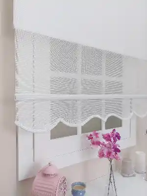 Çift Sistem Tül Stor Beyaz İnce Çizgili Modern Series- Beyaz