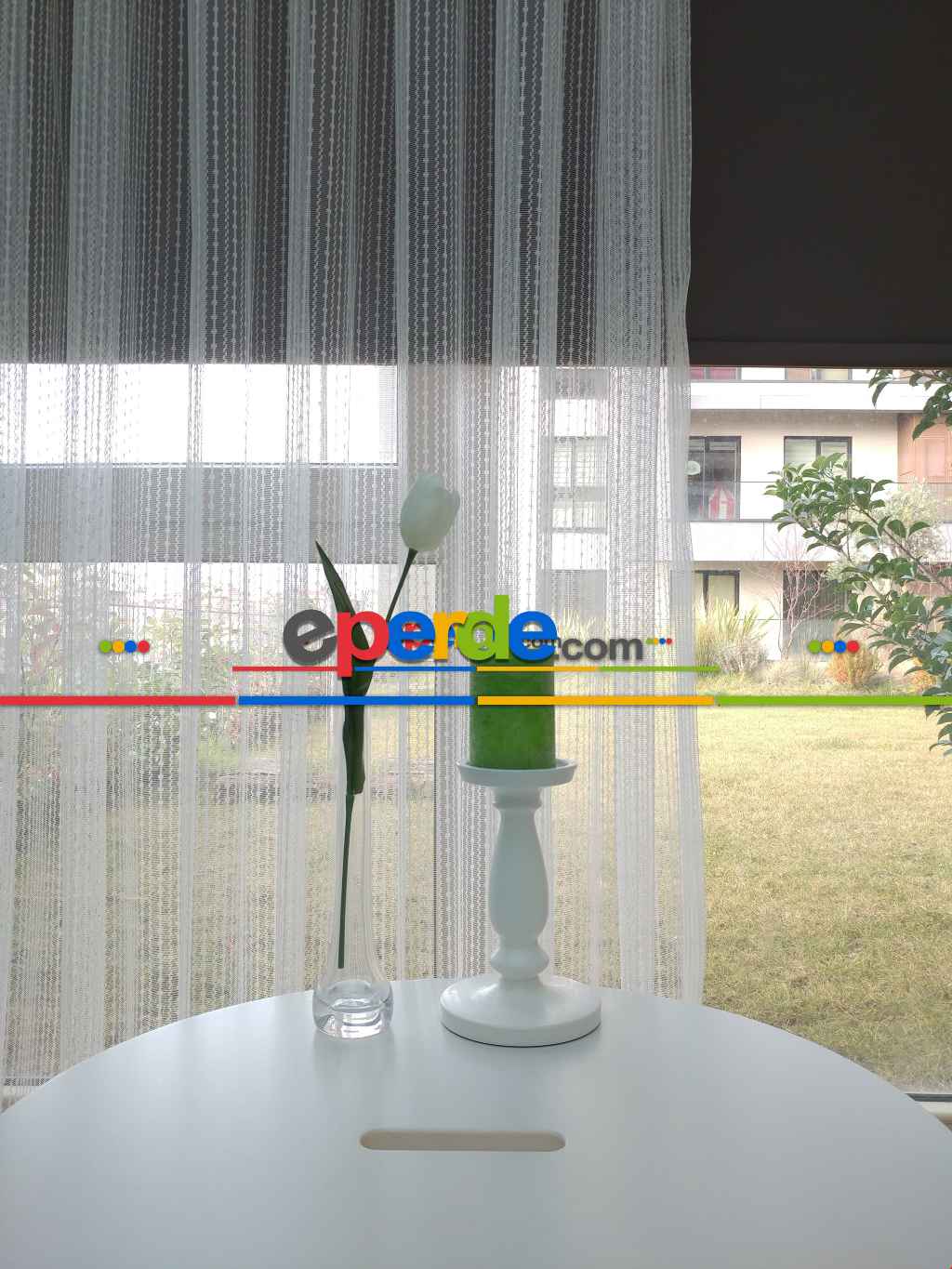 Hazır Ölçülü Spor Desen Fransız Dantel Tül Perde