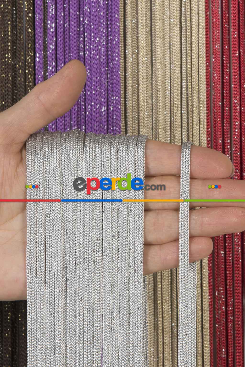 Jumbo Zincir Serisi İp Perde Gri Gümüş- Gri-füme-antrasit-gümüş Simli