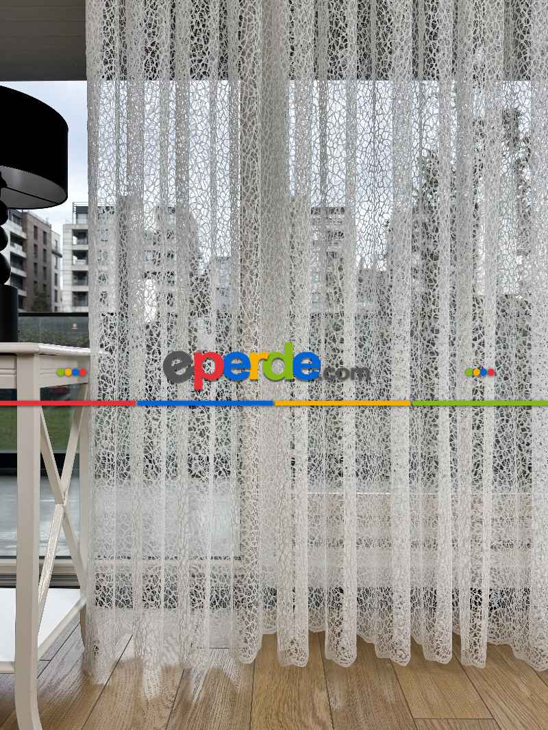 Desenli Fransız Dantel Örme Tül Perde, Desenli Ütü İstemeyen Tül