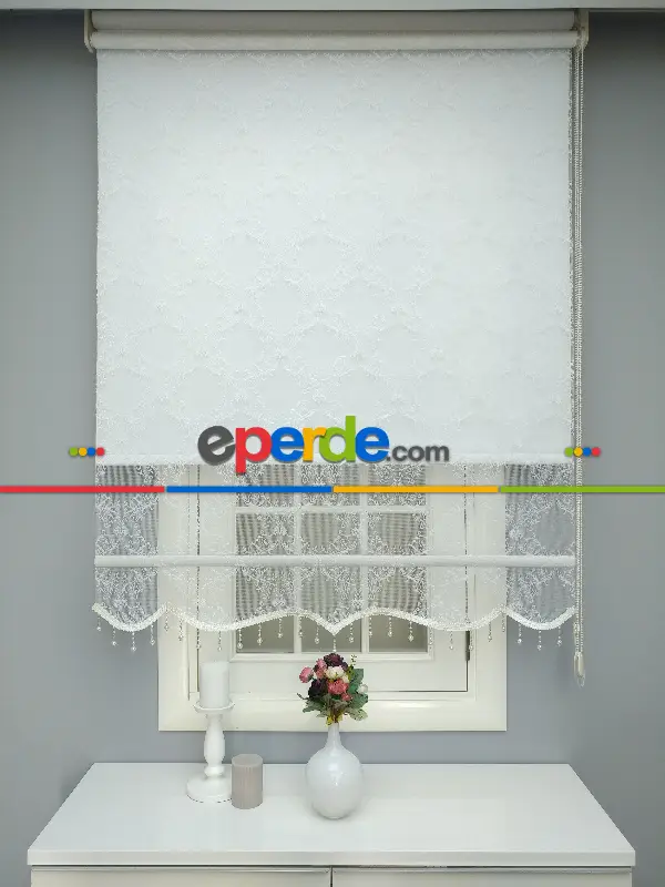 Çiftli Sistem Tül Ve Stor Perde - Ekru Renk