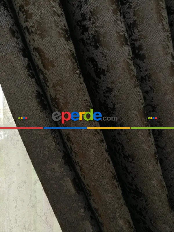 K Kahve Duz Jakar Fon Perde (180)- Kahverengi