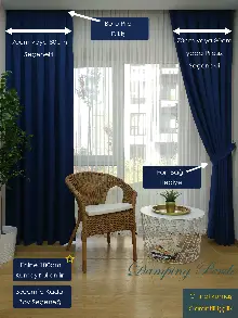 Lacivert Düz Fon Perde - Lacivert