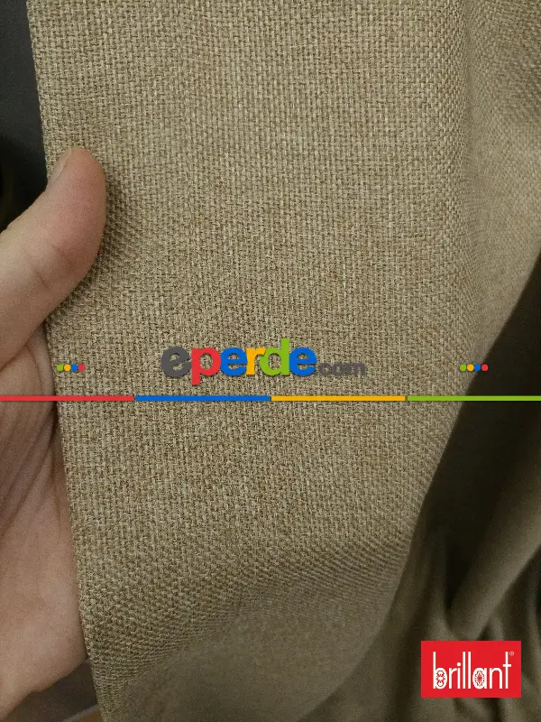 Yatak Odası - Brillant Keten Açık Bej Renk Düz Fon Perde - Bej