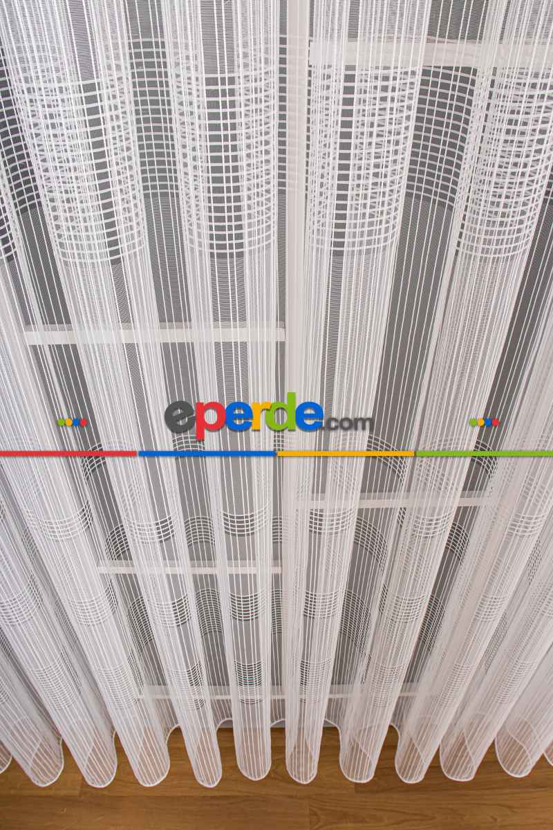 Mutfak Tül Perde - Pileli Düz Mutfak Perdesi- Ekru