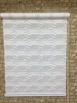 Kahve Krem Simli Lüx Zebra Perde- Krem-gümüş Simli-kahve