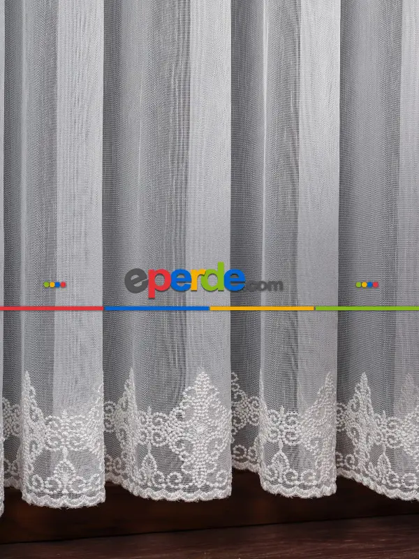 Etek Ucu Nakış İşlemeli Tül Perde