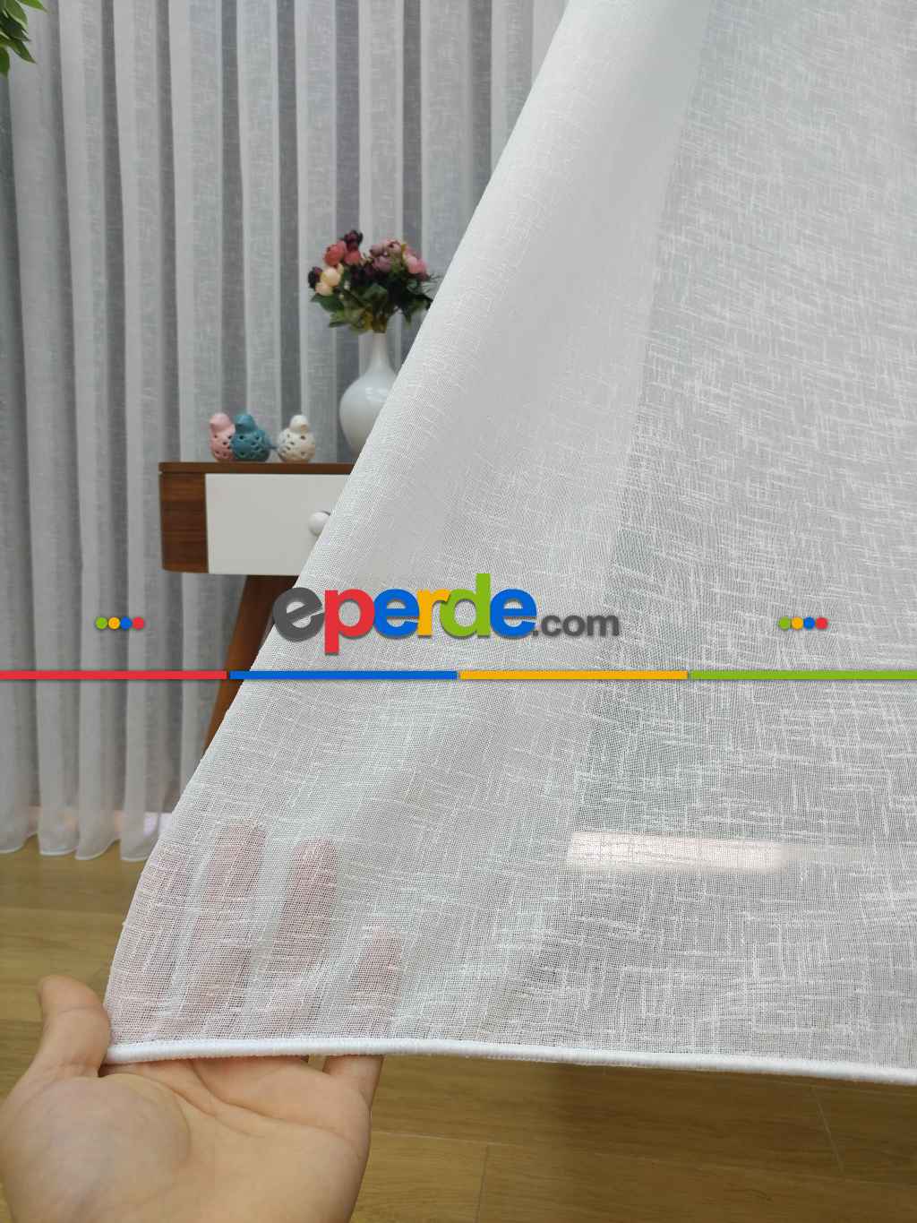 Kalın Düz Keten Tül Perde- Ekru