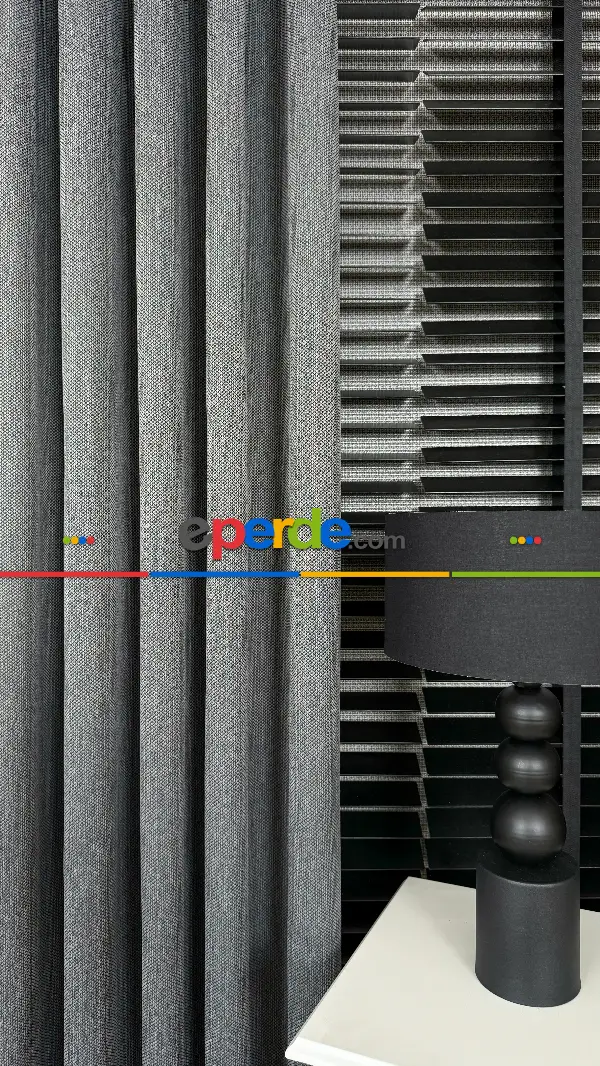 Koyu Gri Düz Jakar Dokuma, Premium Kalite Serisi Hasır Doku Fon Perde