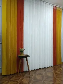 Lens Akıllı Dikey Tül Perde 115- Beyaz-kiremit Rengi-hardal