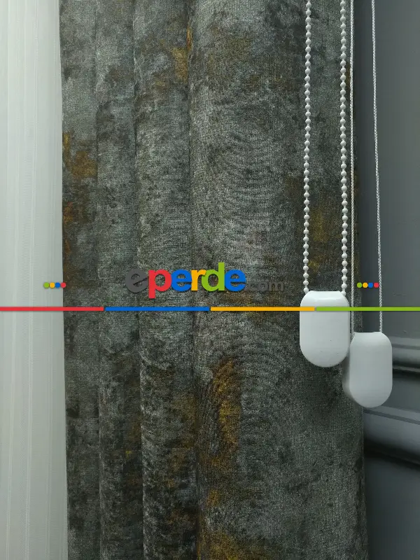 Salon - 2021 Sezonu - Tül Dikey Zebra Perde - Fon Kumaşlı Tül Dikey Perde - Stor Tül Perde Hepsi Birarada- Sarı