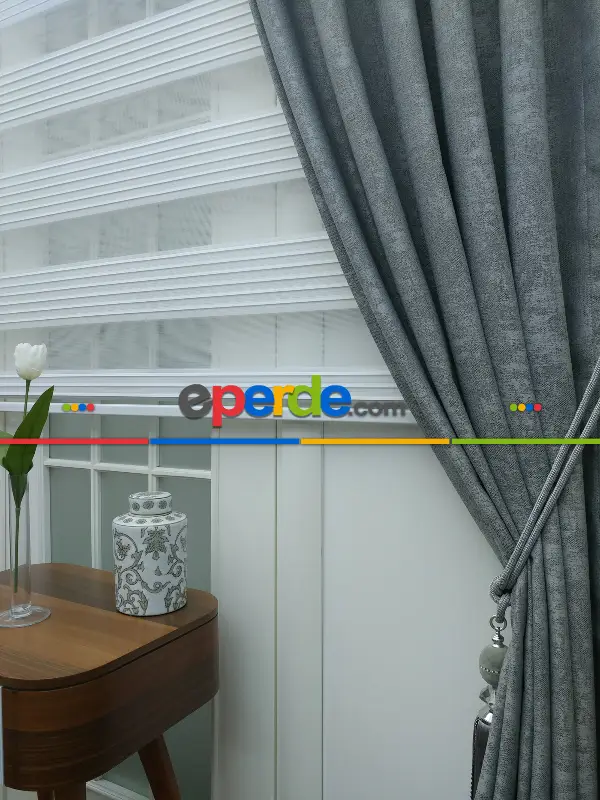 Gri - Düz Jakar Fon Perde- Gri-füme-antrasit-gri Açık